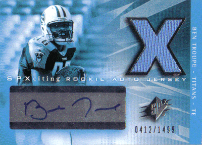 Autographed Football Cards Ben Troupe Autographed Jersey Football Card