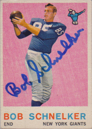 Autographed Football Cards Bob Schnecker Autographed 1959 Topps Card