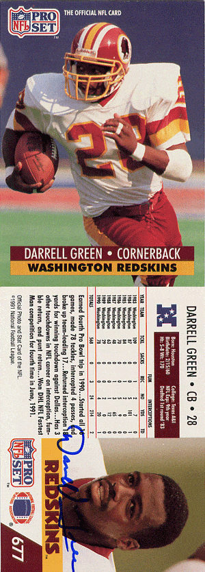 Darrell Green Autographed Football Card –