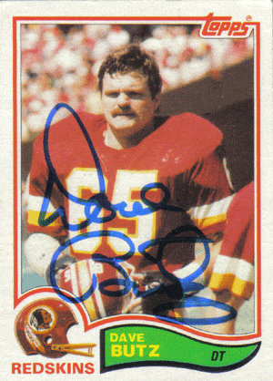 Autographed Football Cards Dave Butz Autographed 1982 Topps Football Card