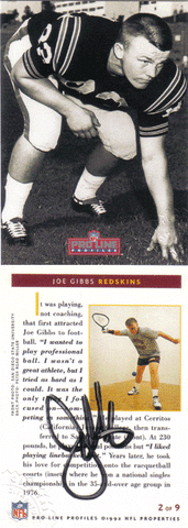Autographed Football Cards Joe Gibbs Autographed Proline Profiles (2of9) Card