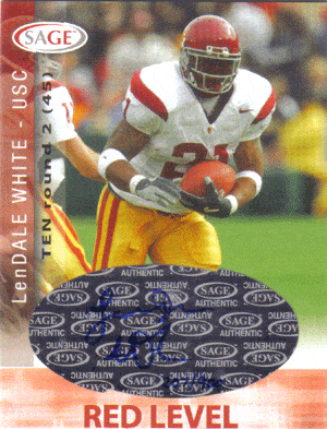 Autographed Football Cards LenDale White Autographed Sage Red Level Card