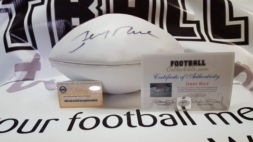 Jerry Rice Autographed White Panel Football