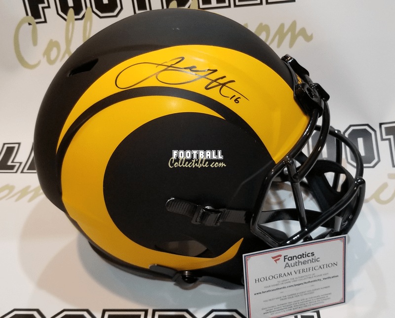autographed full size football helmets Jared Goff Autographed Rams Eclipse Full Size Helmet – FootballCollectible.com