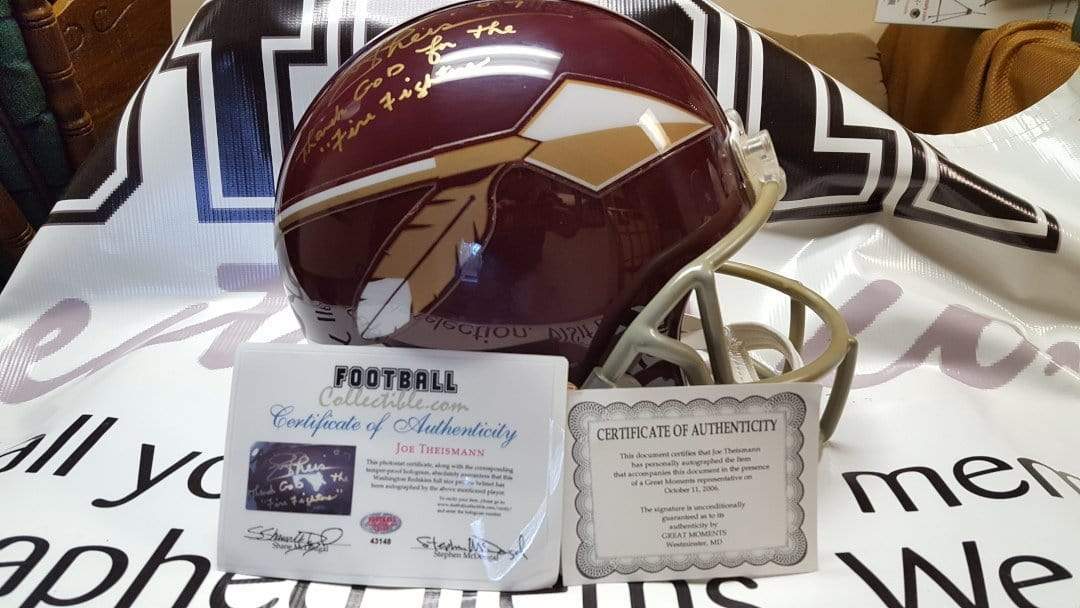 Joe Theismann Autographed Onfield Washington Redskins Throwback Arrow Helmet