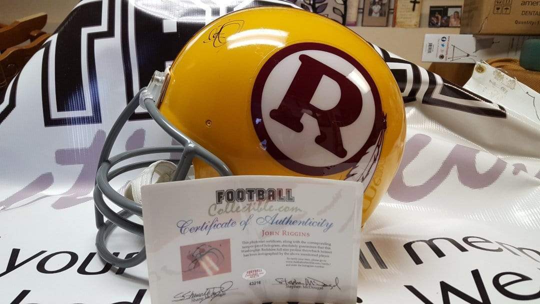 John Riggins Autographed Full Size Yellow Washington Redskins Yellow Throwback  Helmet