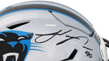 Autographed Full Size Helmets Julius Peppers Autographed Carolina Panthers SpeedFlex Authentic Helmet