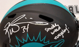 Autographed Full Size Helmets Ricky Williams Autographed Eclipse Miami Dolphins Helmet with Smoke Weed Everyday Inscription