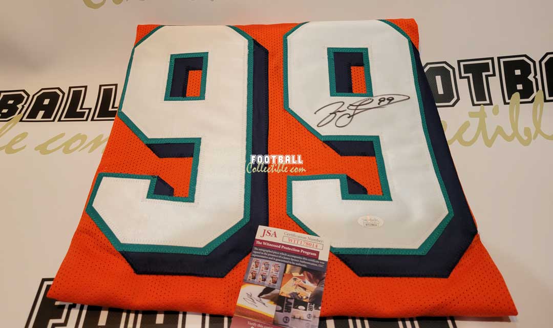 Autographed/Signed Jason Taylor Miami Orange Football Jersey JSA