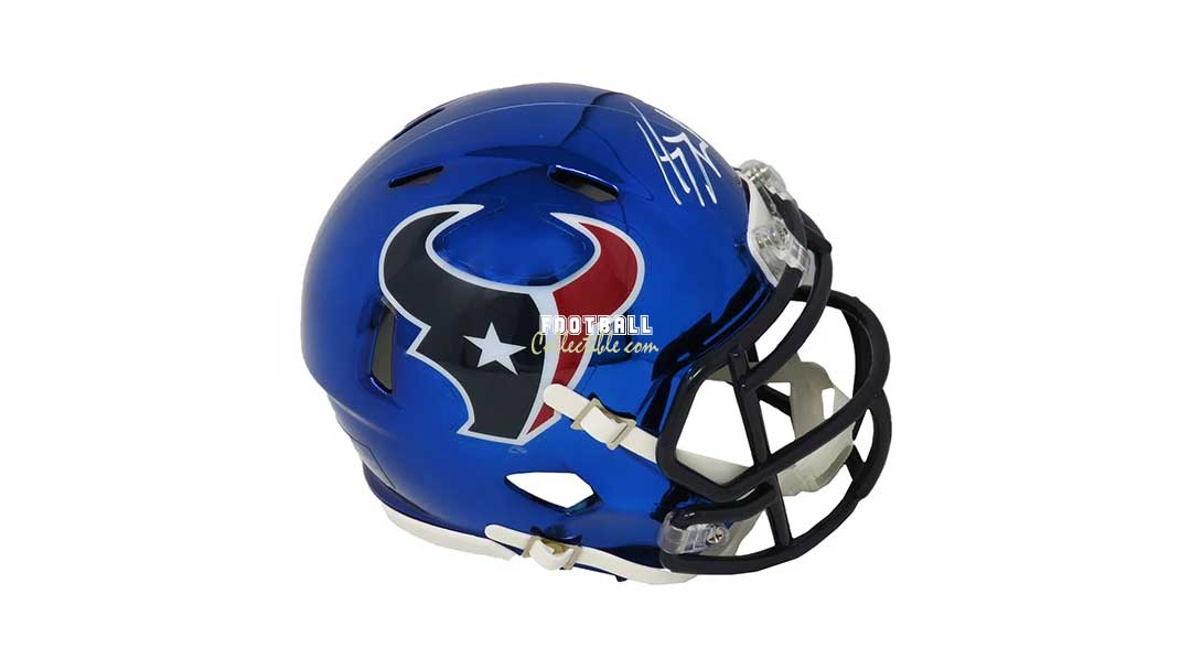 dallas texans football helmet J.J. Watt Autographed Houston Texans Chrome Mini Helmet – FootballCollectible.com