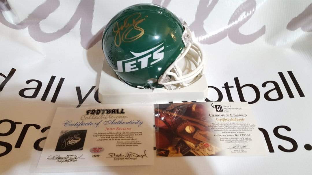 John Riggins Autographed New York Jets Mini Helmet –