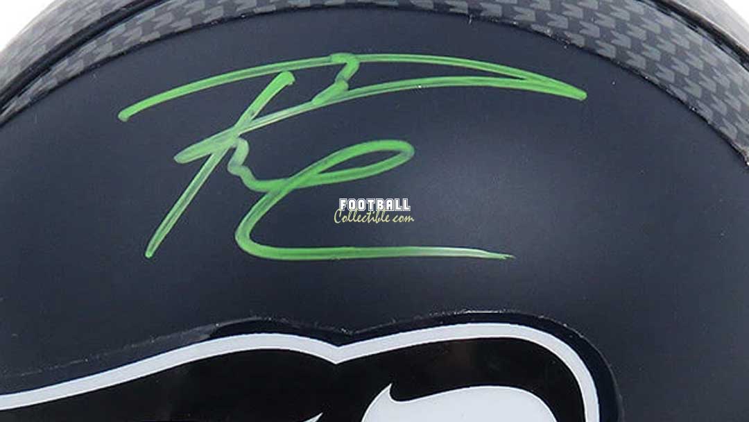 Russell Wilson Autographed in Green Seattle Seahawks Riddell Mini Helmet