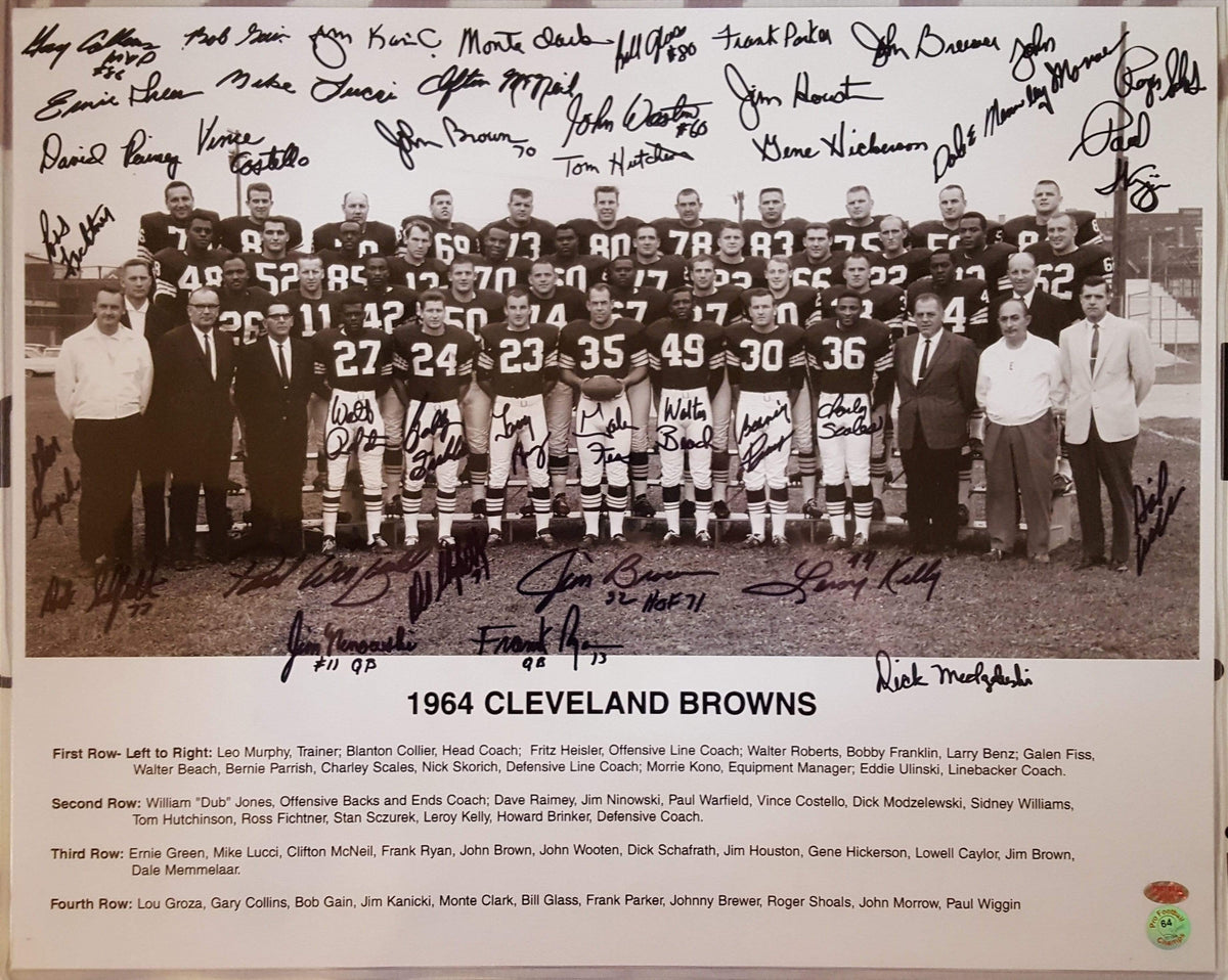 1964 Cleveland Browns Team Signed 16 x 20 Certificate –