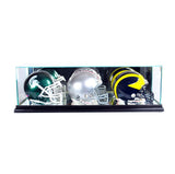 Display Cases Deluxe Real Glass Triple Mini Helmet Display Case