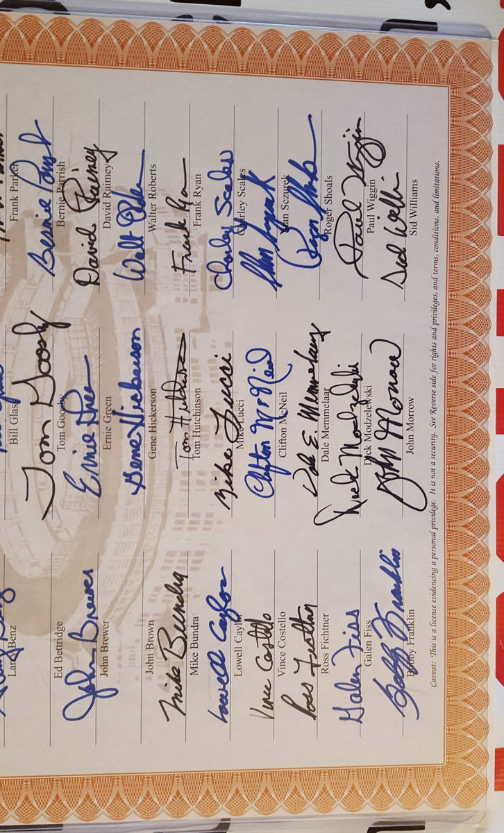 Lot Detail - Cleveland Browns 1964 Championship Team Signed Certificate