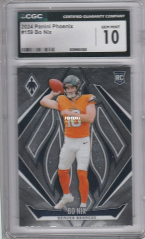 Football Cards 2024 Panini Phoenix Bo Nix Rookie Card #159 – CGC GEM MINT 1