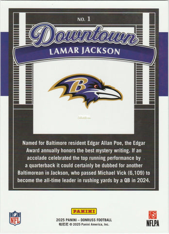 Donruss Downtown Lamar Jackson Jumbo Oversized Card Baltimore Ravens FootballCollectible.com Donruss Downtown Lamar Jackson Jumbo Oversized Card Baltimore Ravens FootballCollectible.com