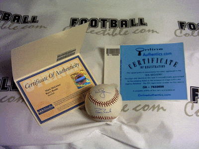 Autographed Baseball Items Mark McGwire & Barry Bonds autographed baseball