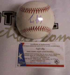 Autographed Baseball Items Ted Lilly Autographed Baseball