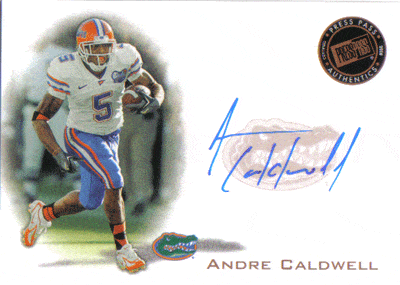 Autographed Football Cards Andre Caldwell  Autographed Rookie Football Card