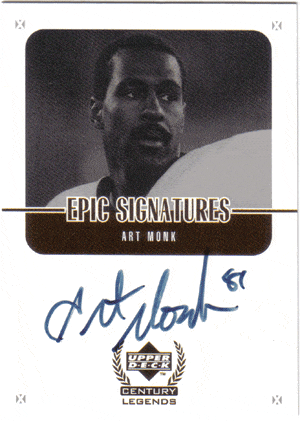 Autographed Football Cards Art Monk 1999 UD Epic Signatures