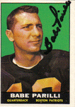 Autographed Football Cards Babe Parilli Autographed Football Card