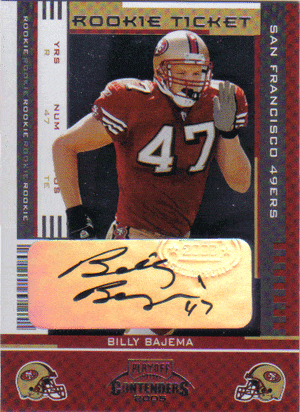 Autographed Football Cards Billy Bajema Autographed Football Card
