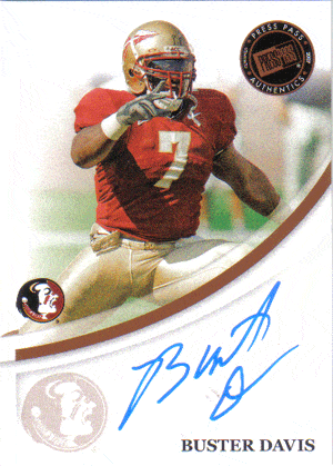 Autographed Football Cards Buster Davis Autographed Rookie Football Card