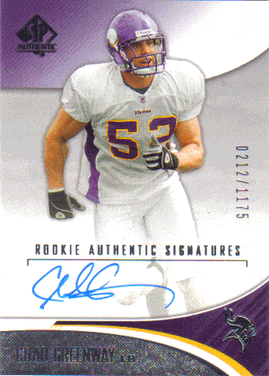 Autographed Football Cards Chad Greenway Autographed Football Card