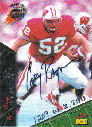 Autographed Football Cards Cory Raymer Autographed Rookie Football Card