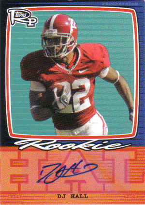 Autographed Football Cards D.J. Hall Autographed 2008 Rookie Football Card