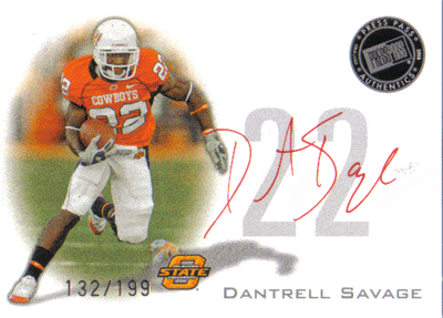 Autographed Football Cards Dantrell Savage Autographed Rookie Football Card