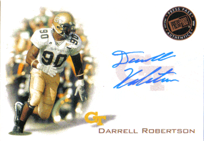 Autographed Football Cards Darrell Robertson Autographed Rookie Football Card