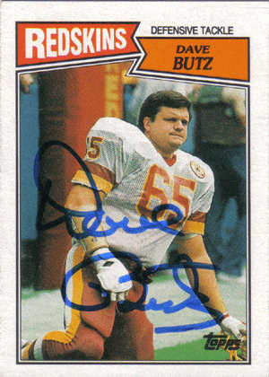 Autographed Football Cards Dave Butz Autographed 1987 Topps Football Card