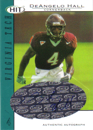 Autographed Football Cards DeAngelo Hall Autographed Rookie Football Card