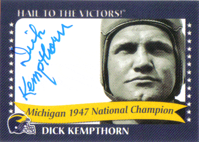 Autographed Football Cards Dick Kempthorn Autographed Football Card