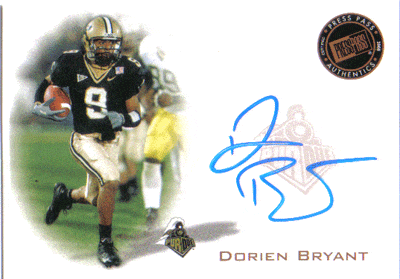 Autographed Football Cards Dorien Bryant Autographed Football Card