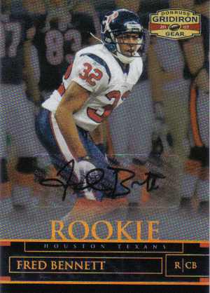 Autographed Football Cards Fred Bennett Autographed Rookie Football Card