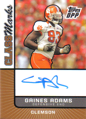 Autographed Football Cards Gaines Adams Autographed Rookie Football Card