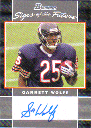 Autographed Football Cards Garrett Wolfe Autographed Football Card