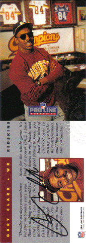 Autographed Football Cards Gary Clark Autographed Proline Portraits Card
