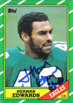 Autographed Football Cards Herman Edwards Autographed Football Card