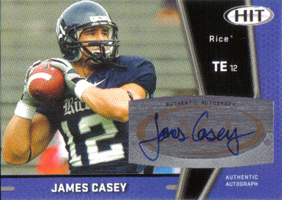 Autographed Football Cards James Casey Autographed Rookie Football Card