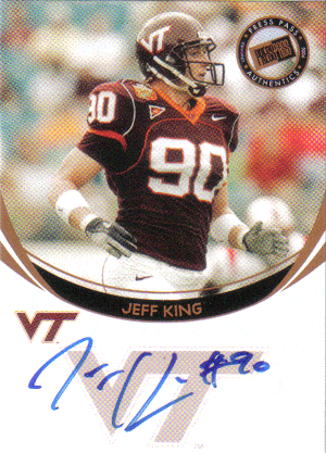 Autographed Football Cards Jeff King Autographed Rookie Football Card