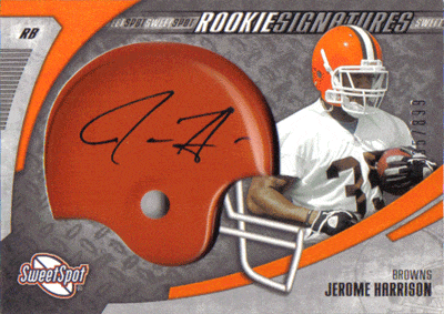 Autographed Football Cards Jerome Harrison Autographed Rookie Football Card
