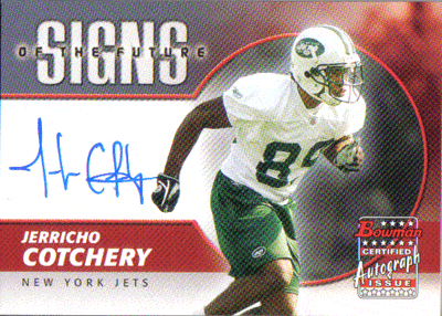 Autographed Football Cards Jerricho Cotchery Autographed Football Card