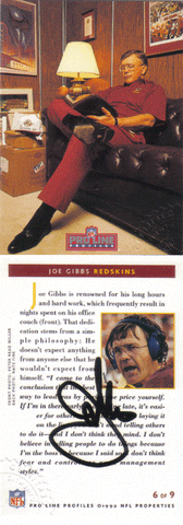 Autographed Football Cards Joe Gibbs Autographed Proline Profiles (6of9) Card