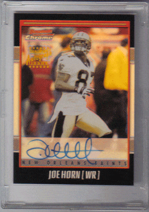 Autographed Football Cards Joe Horn Autographed Bowman Chrome 2001