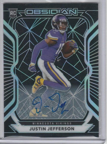 Autographed Football Cards Justin Jefferson Panini Obsidian Autographed Rookie Card