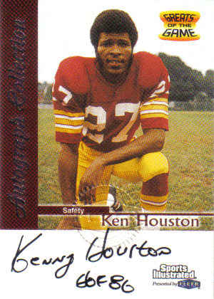 Autographed Football Cards Ken Houston Autographed Football Card